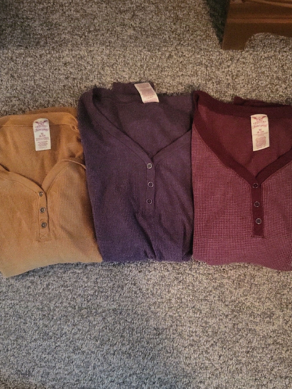 Faded Glory Thermal Henley Long Sleeve Tee Bundle